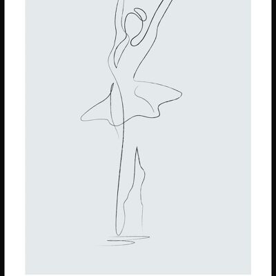 Line Art Poster Ballett-Tänzerin - 70 x 100 cm - Graublau