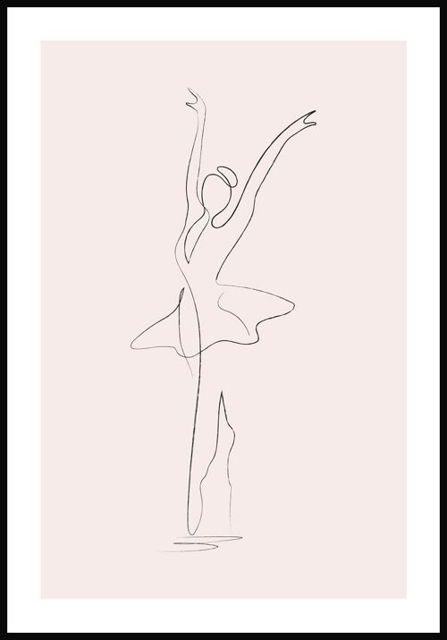 Line Art Poster Ballett-Tänzerin - 70 x 100 cm - Rosa