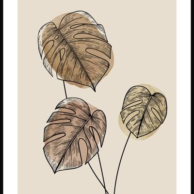 Monstera Lines Poster Illustration - 100 x 70 cm