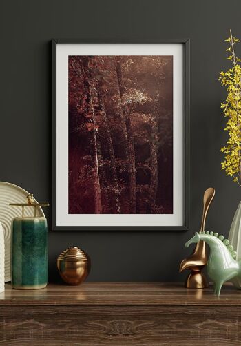 Affiche Feuilles rouges dans la forêt - 30 x 21 cm 5