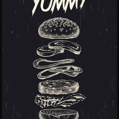Burger Anatomy - Affiche illustrée - 40 x 50 cm