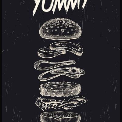 Burger Anatomy - Illustrated Poster - 50 x 70 cm