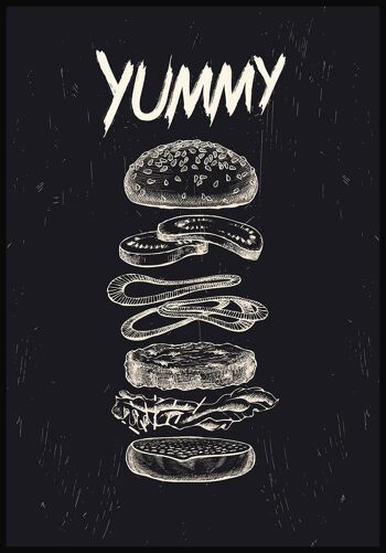 Burger Anatomy - Affiche illustrée - 70 x 100 cm 1