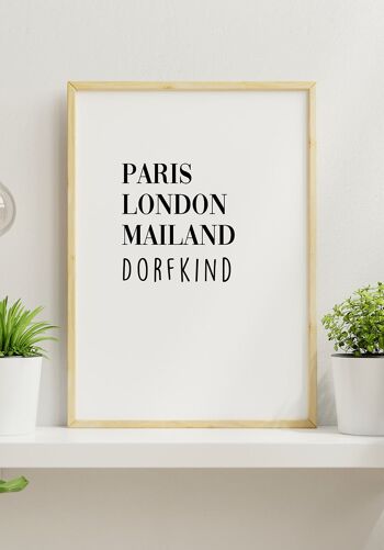 Affiche Enfant Paris Londres Milan Village - 40 x 50 cm 2