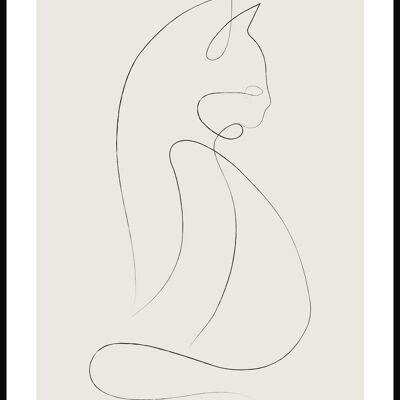 Line Art Poster Cat - 21 x 30 cm - Olive Green