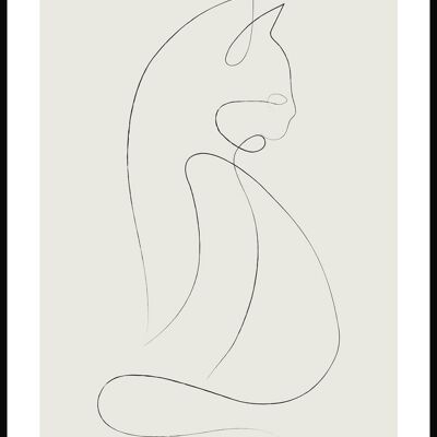 Line Art Poster Katze - 21 x 30 cm - Olivgrün