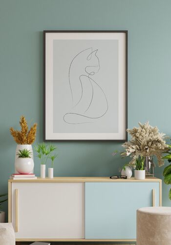 Poster Line Art Chat - 50 x 70 cm - Rose 4