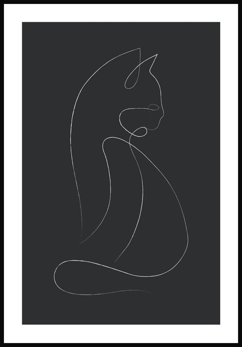 Line Art Poster Katze - 70 x 100 cm - Anthrazit