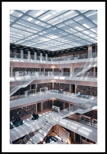 Affiche photographique Bibliothèque municipale de Stuttgart - 30 x 21 cm 1