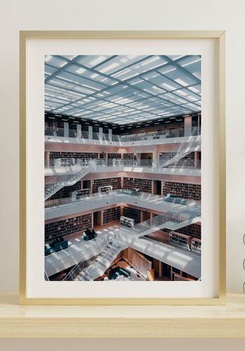 Affiche photographique Bibliothèque municipale de Stuttgart - 40 x 30 cm 3