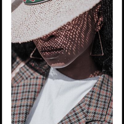 Póster veraniego mujer con sombrero de paja - 30 x 21 cm