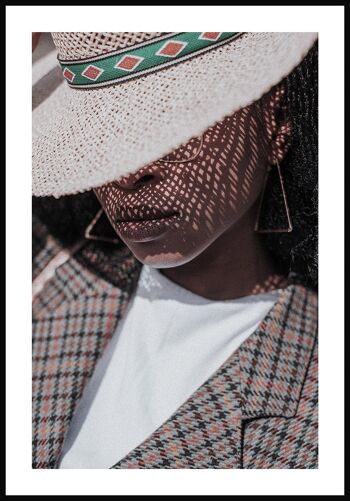 Affiche estivale femme au chapeau de paille - 50 x 40 cm 1