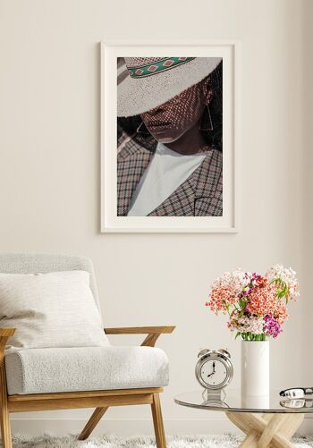 Affiche estivale femme au chapeau de paille - 50 x 40 cm 5