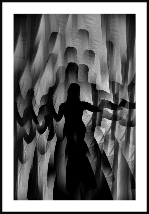 Schwarz-weiß Fotografie Frau im Kaleidoskop - 21 x 30 cm