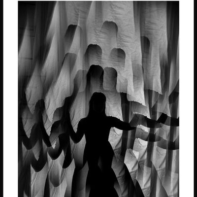 Schwarz-weiß Fotografie Frau im Kaleidoskop - 40 x 50 cm