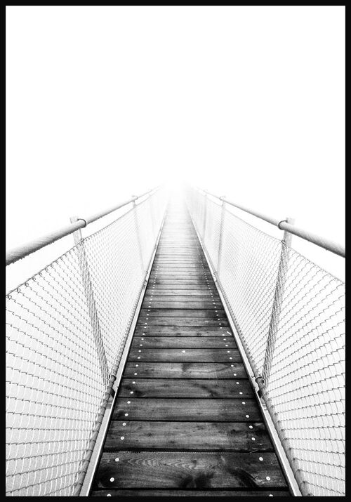 Schwarz-weiß Fotografie Brücke im Nebel - 21 x 30 cm