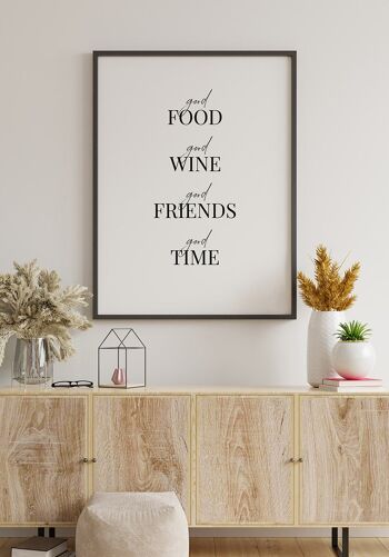 Good food, Good wine, Good time' Quote Poster - 30 x 40 cm 2