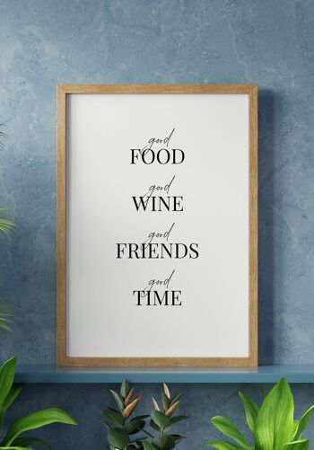 Good food, Good wine, Good time' Quote Poster - 70 x 100 cm 5