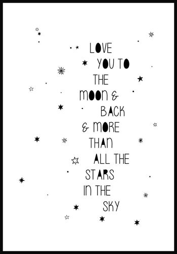 Love you to the moon' Citation Poster - 21 x 30 cm 1