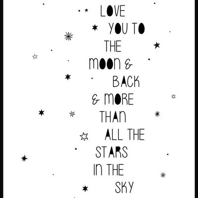 Love you to the moon' Spruch Poster - 21 x 30 cm