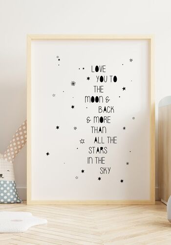Love you to the moon' Citation Poster - 21 x 30 cm 3