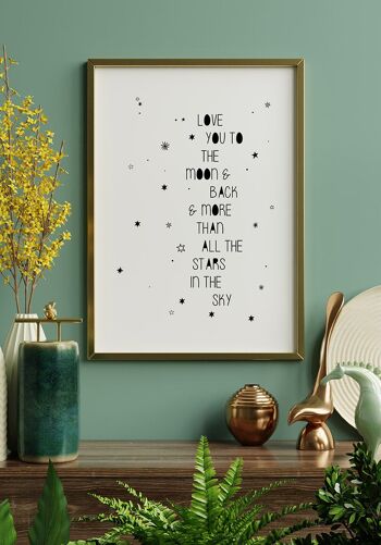 Affiche Citation Je t'aime jusqu'à la lune - 50 x 70 cm 2