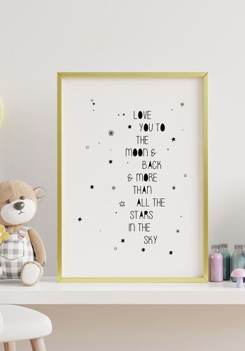 Affiche Citation Je t'aime jusqu'à la lune - 50 x 70 cm 5