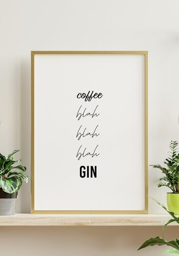 Affiche citation café, bla, bla, gin' - 50 x 70 cm 3