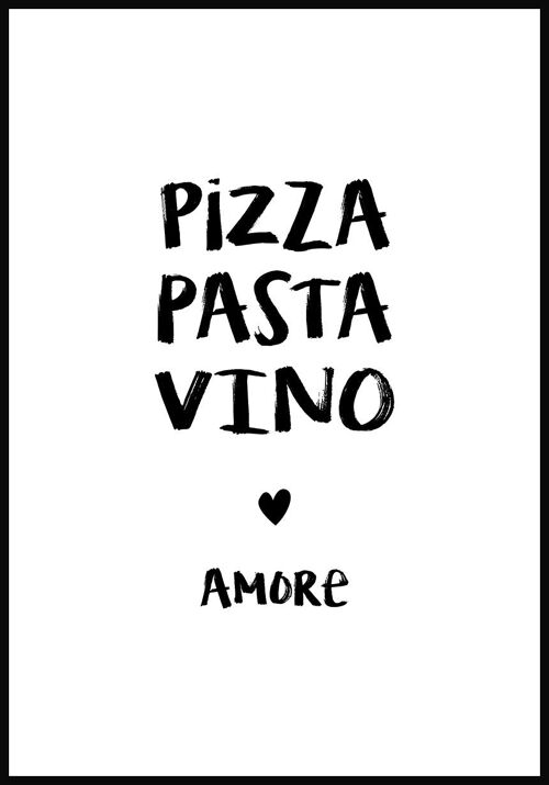 Pizza, Pasta, Vino & Amore' Spruch Poster - 21 x 30 cm