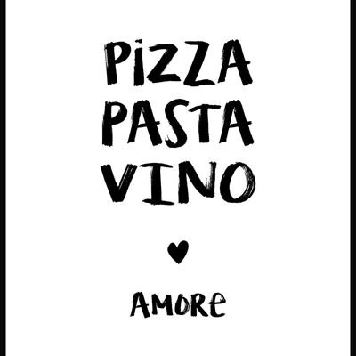 Póster Cita Pizza, Pasta, Vino & Amore - 21 x 30 cm