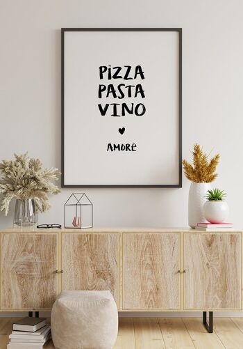 Affiche Citation Pizza, Pasta, Vino & Amore - 70 x 100 cm 2
