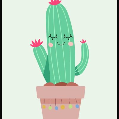 Póster Ilustración Cactus en Maceta - 21 x 30 cm - Verde