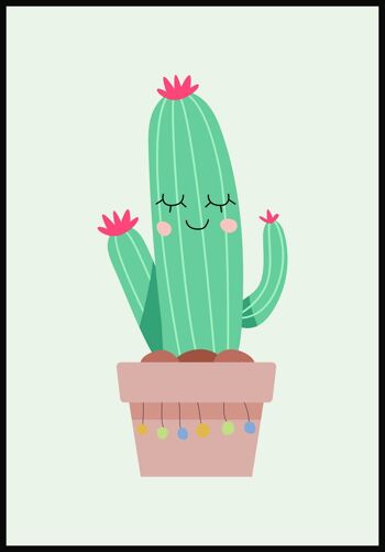 Affiche Illustration Cactus en Pot - 21 x 30 cm - Vert 1