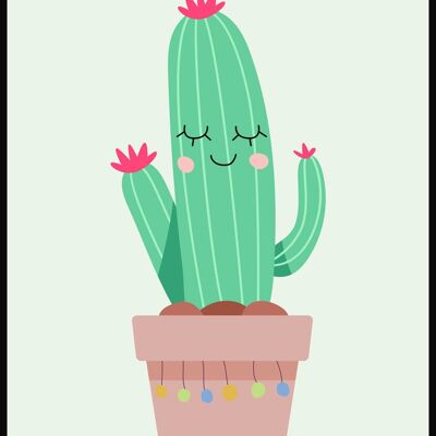 Póster Ilustración Cactus en Maceta - 30 x 40 cm - Verde