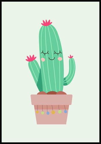 Affiche Illustration Cactus en Pot - 30 x 40 cm - Vert 1