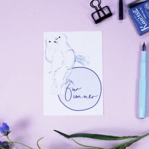 Postkarte Tauben weiß