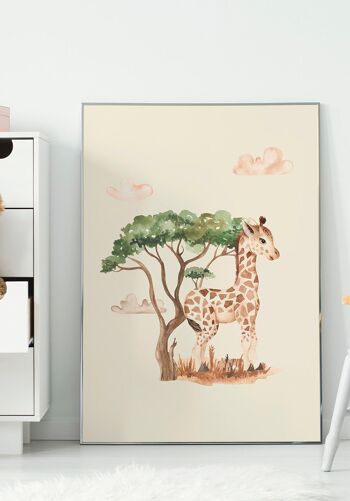 Affiche enfant illustration girafe - 21 x 30 cm 2