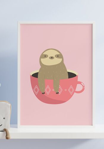 Affiche illustration paresseux dans une tasse - 21 x 30 cm 6