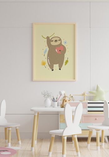 Affiche illustration paresseux avec coeur - 70 x 100 cm 5