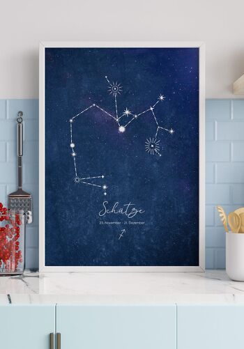 Affiche Illustration Signes du Zodiaque sur Fond Bleu - 40 x 50 cm 4