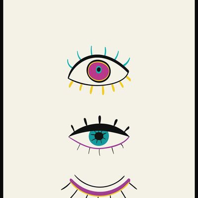 Poster Illustration Augenaufschlag - 21 x 30 cm - Graugelb