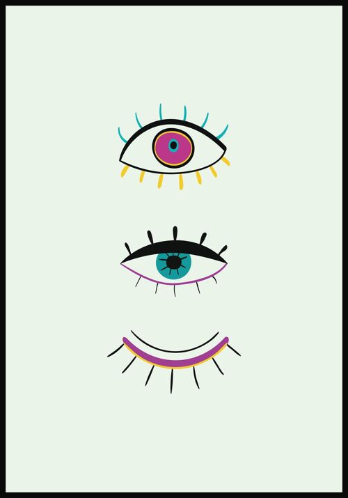 Poster Illustration Augenaufschlag - 21 x 30 cm - Grün