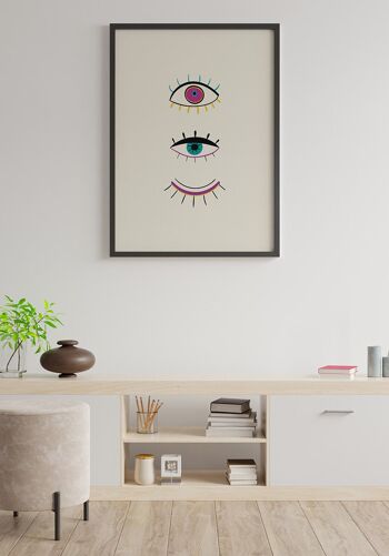 Affiche Illustration Yeux Ouverts - 21 x 30 cm - Vert 4