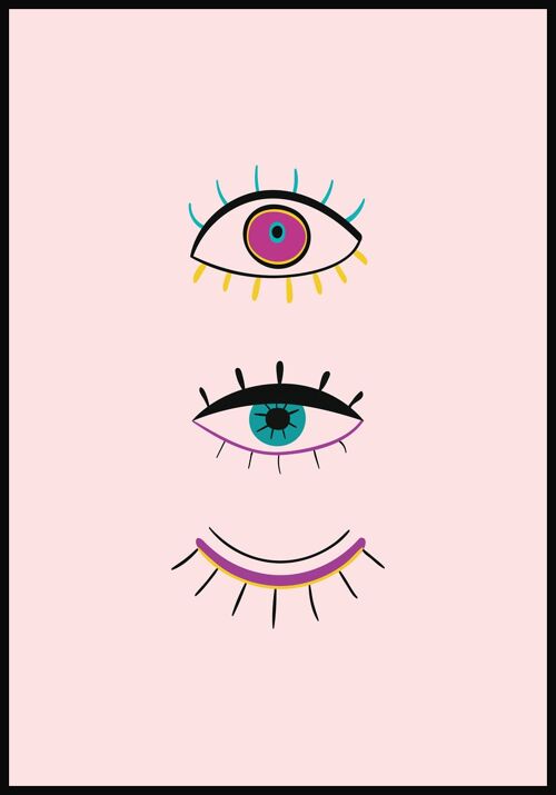 Poster Illustration Augenaufschlag - 21 x 30 cm - Rosa