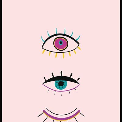 Poster Illustration Augenaufschlag - 21 x 30 cm - Rosa