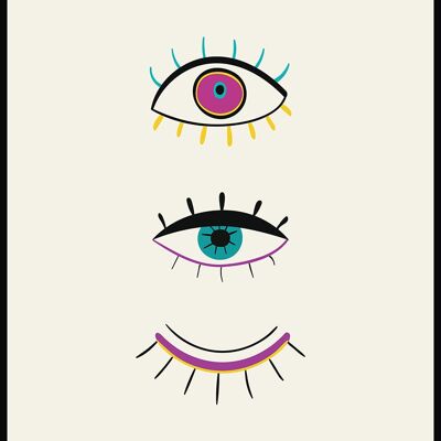 Poster Illustration Augenaufschlag - 30 x 40 cm - Graugelb