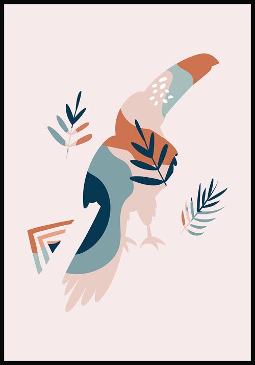 Boho Poster Tukan Vogel - 21 x 30 cm - Rosa