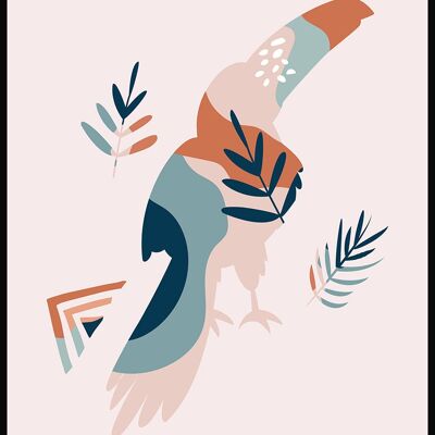 Affiche Boho Oiseau Toucan - 21 x 30 cm - Rose