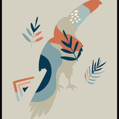 Boho Poster Toucan Bird - 21 x 30 cm - Olive Green