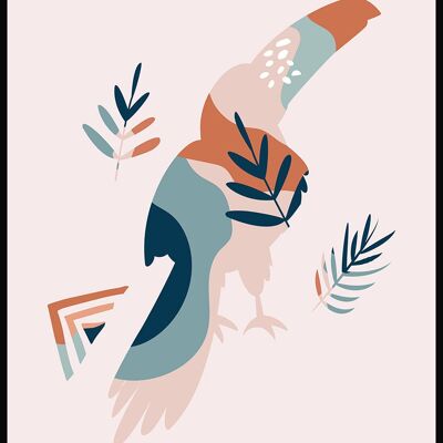 Affiche Boho Oiseau Toucan - 30 x 40 cm - Rose